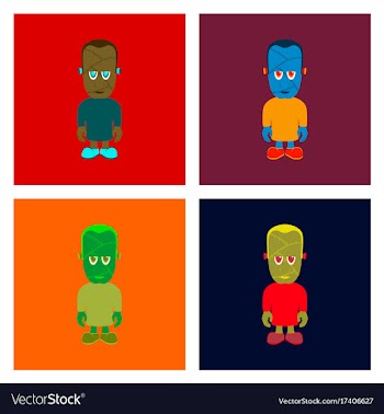 Assembly flat halloween zombie men vector image