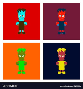 Assembly flat halloween zombie men vector image