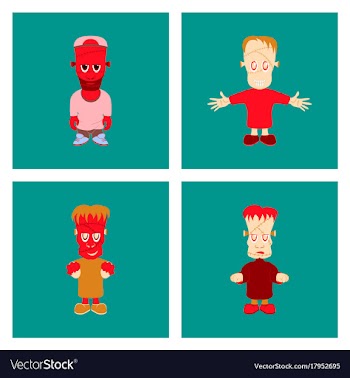 Assembly flat halloween zombie men vector image