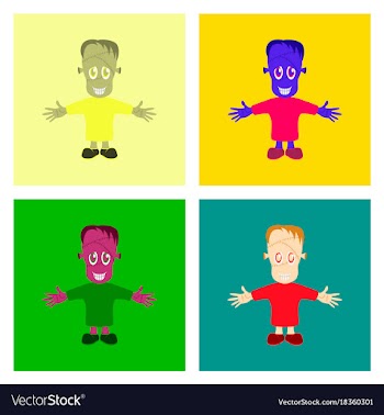 Assembly flat halloween zombie men vector image