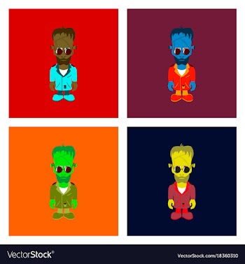Assembly flat halloween zombie men vector image