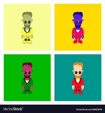 Assembly flat halloween zombie men vector image