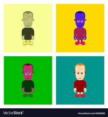 Assembly flat halloween zombie men vector image
