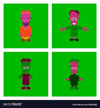 Assembly flat halloween zombie men vector image
