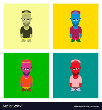 Assembly flat halloween zombie men vector image