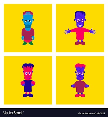 Assembly flat halloween zombie men vector image