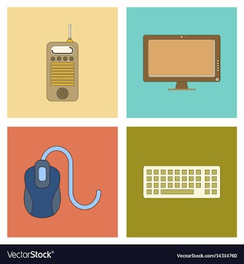 Assembly flat icon computer keyboard mouse monitor vector image