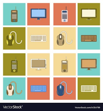 Assembly flat icon computer keyboard mouse monitor vector image