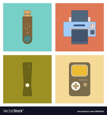 Assembly flat icon game console flash drive vector image
