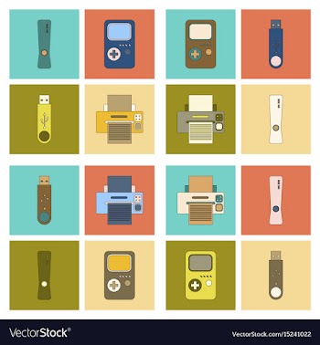 Assembly flat icon game console flash drive vector image
