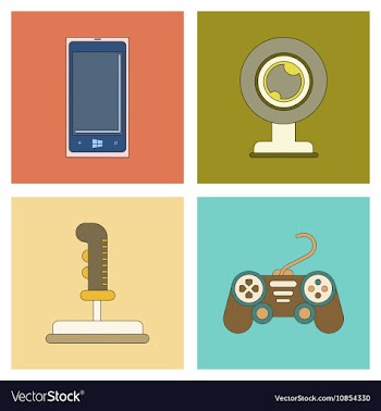Assembly flat icon joystick Webcam mobile phone vector image