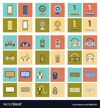 Assembly flat icon joystick Webcam mobile phone vector image
