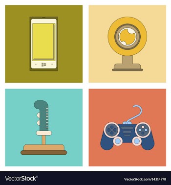 Assembly flat icon joystick webcam mobile phone vector image
