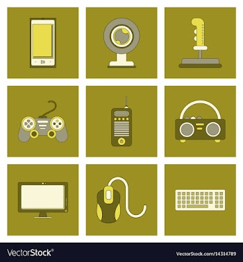 Assembly flat icon joystick webcam mobile phone vector image
