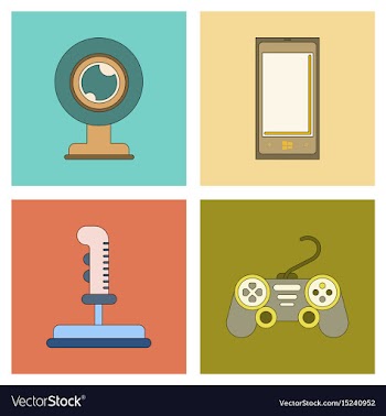Assembly flat icon joystick webcam mobile phone vector image