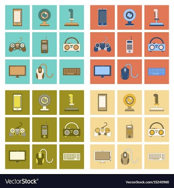 Assembly flat icon joystick webcam mobile phone vector image