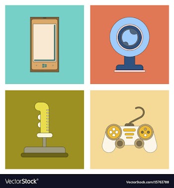 Assembly flat icon joystick webcam mobile phone vector image