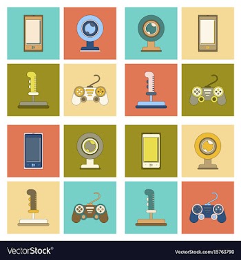 Assembly flat icon joystick webcam mobile phone vector image