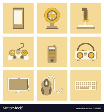 Assembly flat icon joystick webcam mobile phone vector image