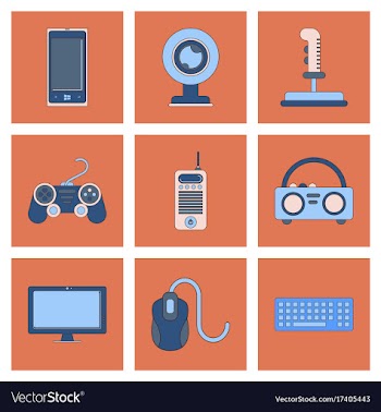Assembly flat icon joystick webcam mobile phone vector image