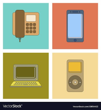 Assembly flat icon office phone music player vector image