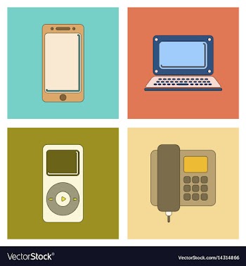 Assembly flat icon office phone music player vector image