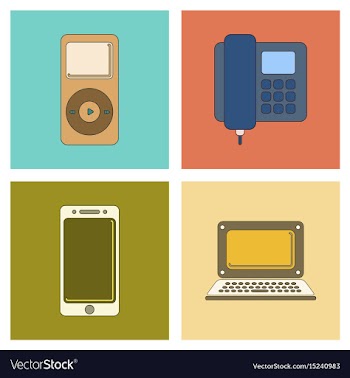 Assembly flat icon office phone music player vector image
