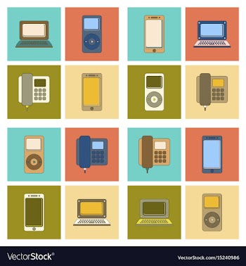 Assembly flat icon office phone music player vector image