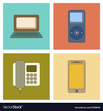 Assembly flat icon office phone music player vector image
