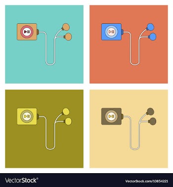 Assembly flat icon player with headphones vector image