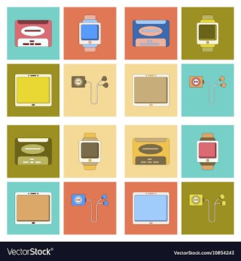 Assembly flat icon tablet gadget Digital Watch vector image
