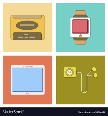 Assembly flat icon tablet gadget digital watch vector image