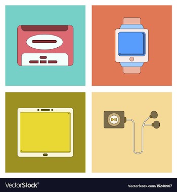 Assembly flat icon tablet gadget digital watch vector image