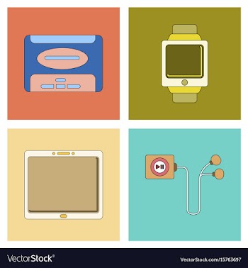 Assembly flat icon tablet gadget digital watch vector image