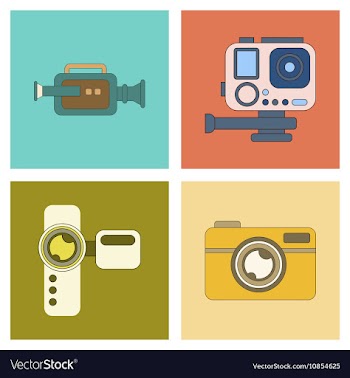 Assembly flat icon technology camcorder photo vector image