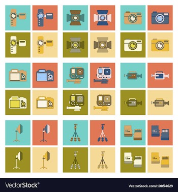 Assembly flat icon technology camcorder photo vector image