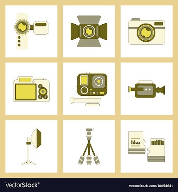 Assembly flat icon technology camcorder photo vector image