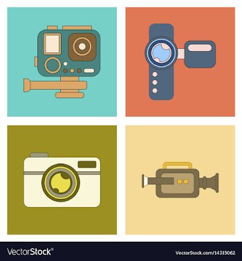 Assembly flat icon technology camcorder photo vector image