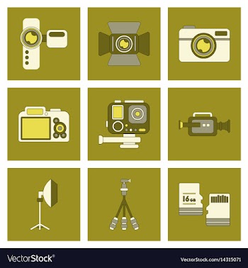 Assembly flat icon technology camcorder photo vector image