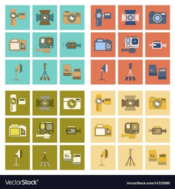 Assembly flat icon technology camcorder photo vector image