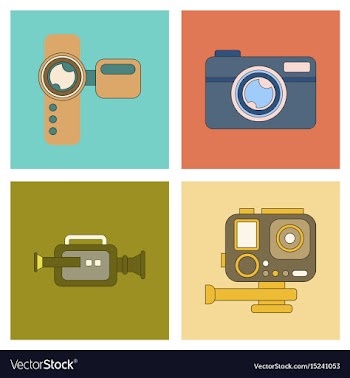 Assembly flat icon technology camcorder photo vector image