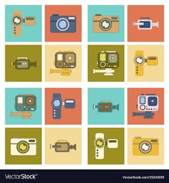Assembly flat icon technology camcorder photo vector image