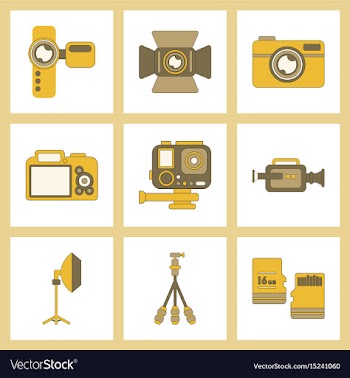 Assembly flat icon technology camcorder photo vector image