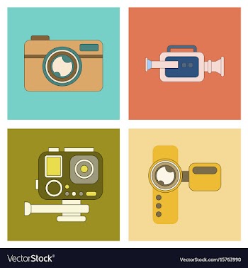 Assembly flat icon technology camcorder photo vector image