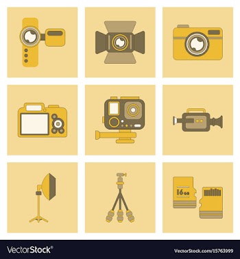 Assembly flat icon technology camcorder photo vector image