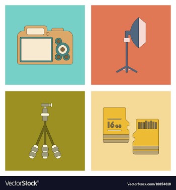 Assembly flat icon technology camera professional vector image