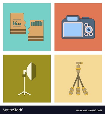 Assembly flat icon technology camera professional vector image