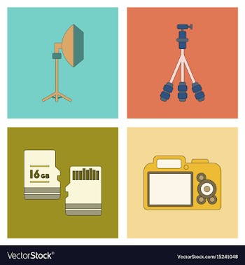 Assembly flat icon technology camera professional vector image