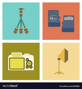 Assembly flat icon technology camera professional vector image