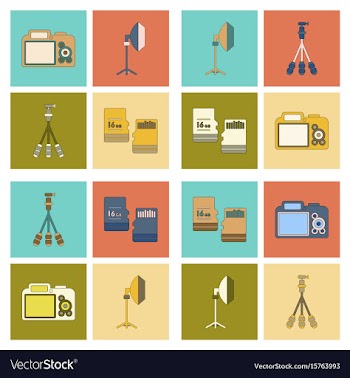 Assembly flat icon technology camera professional vector image